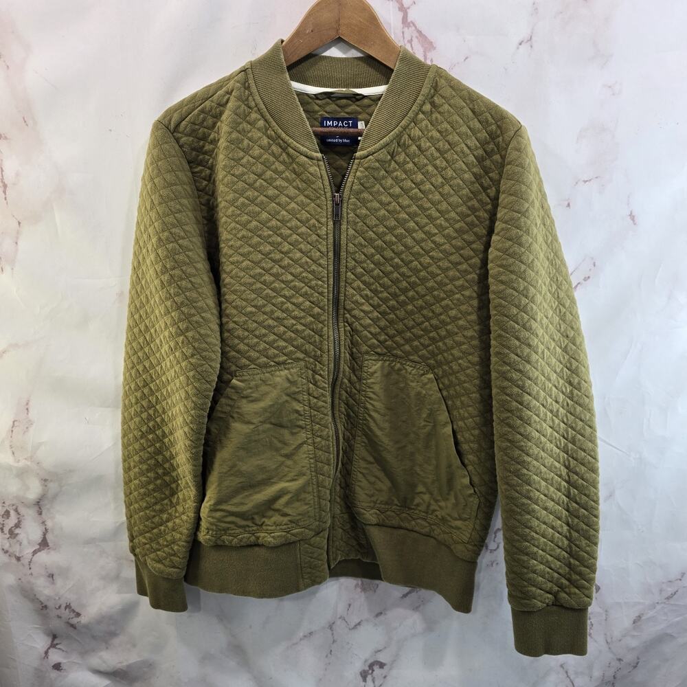 United By Blue Jacket Womens Medium Green Zip Quilted Bomber Pea Organic Impact